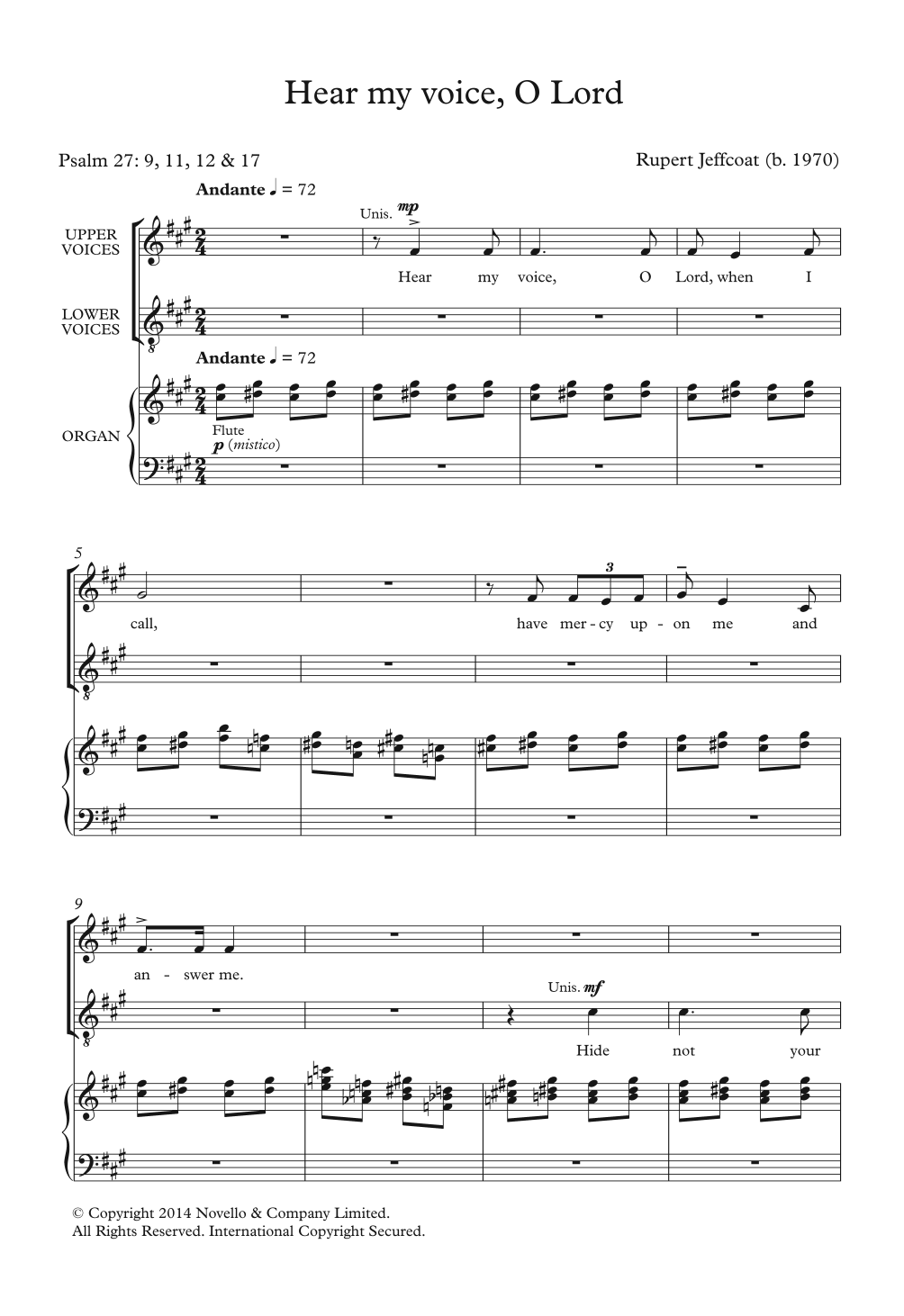 Download Rupert Jeffcoat Hear My Voice, O Lord Sheet Music and learn how to play SATB PDF digital score in minutes