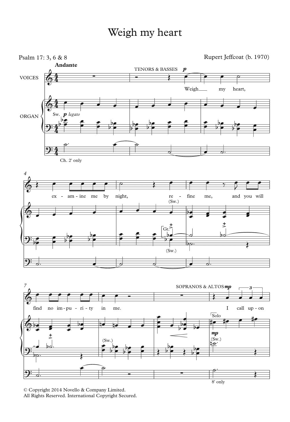 Download Rupert Jeffcoat Weigh My Heart Sheet Music and learn how to play Unison Voice PDF digital score in minutes