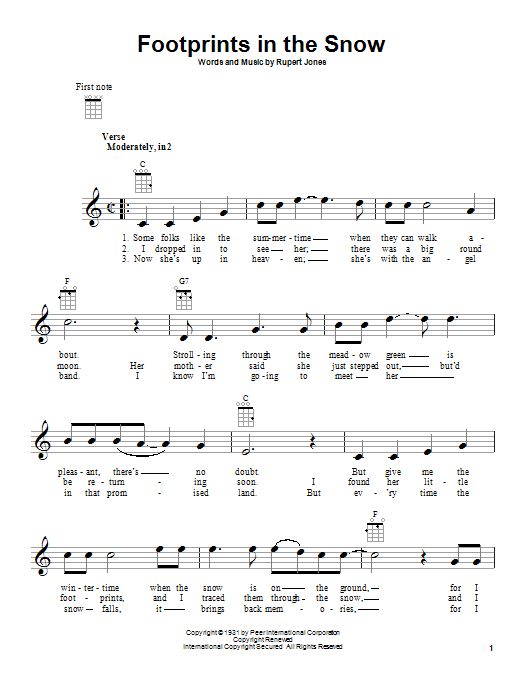 Download Rupert Jones Footprints In The Snow Sheet Music and learn how to play Lyrics & Chords PDF digital score in minutes