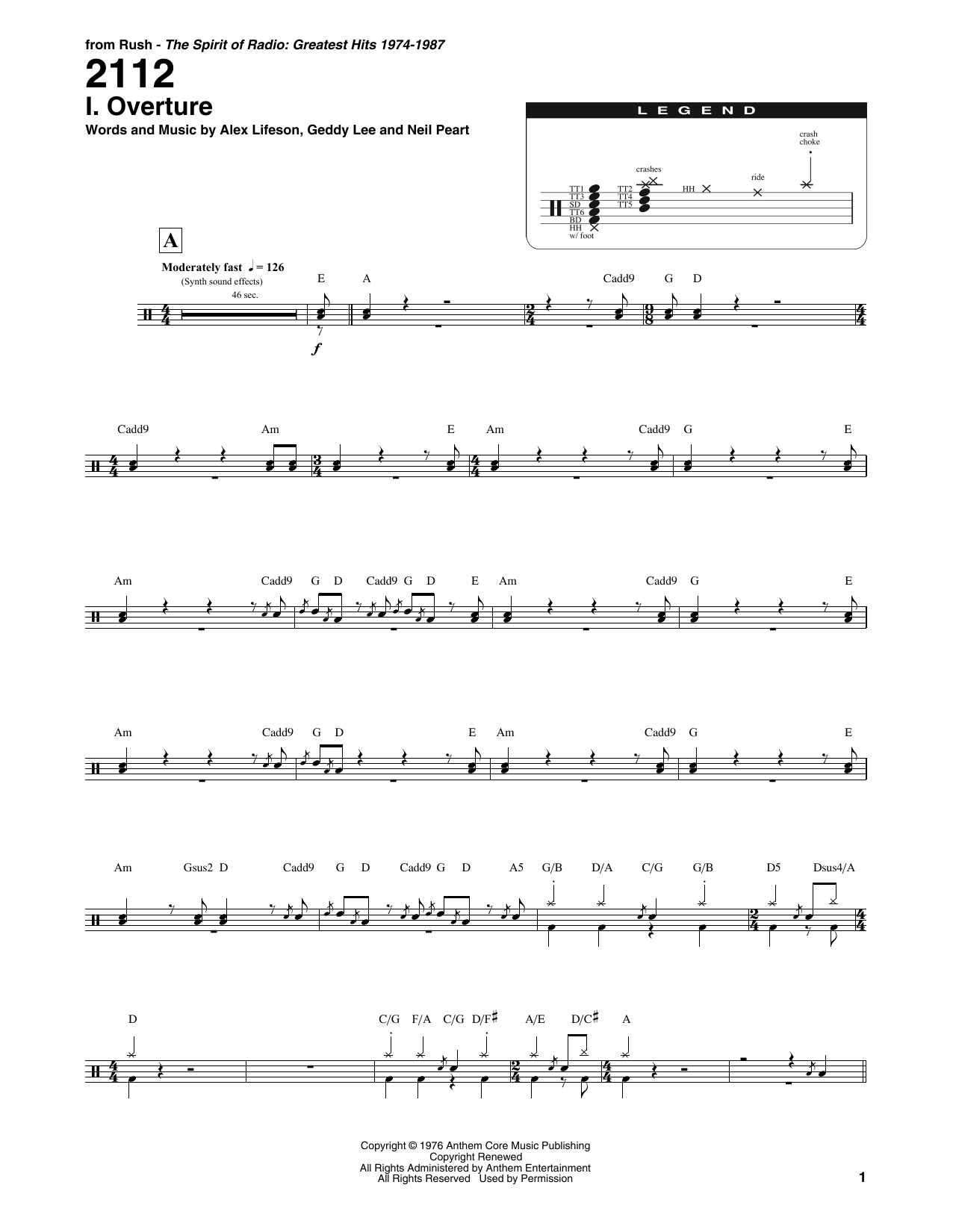 Download Rush 2112 - I. Overture Sheet Music and learn how to play Bass Guitar Tab PDF digital score in minutes