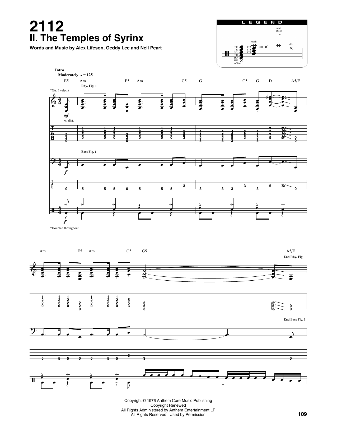 Download Rush 2112-II The Temples Of Syrinx Sheet Music and learn how to play Drums Transcription PDF digital score in minutes