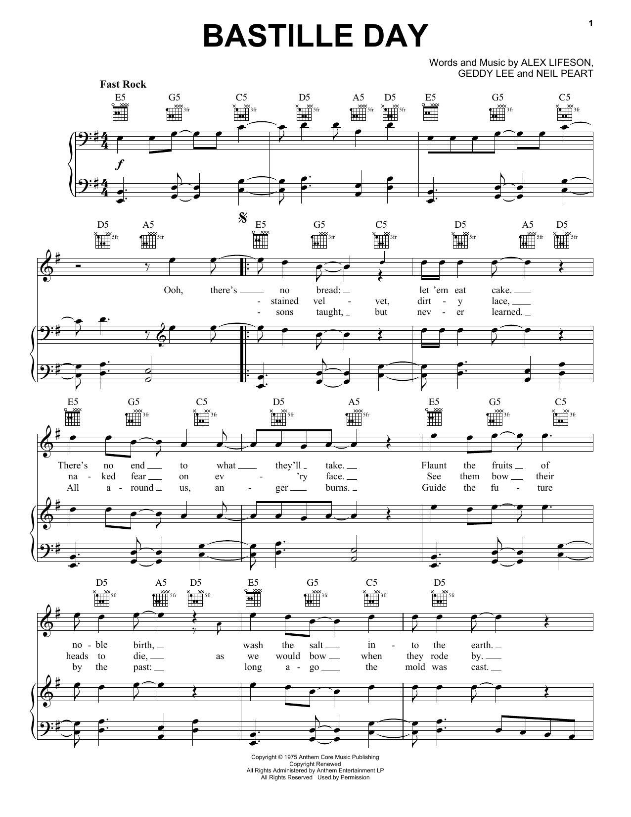 Download Rush Bastille Day Sheet Music and learn how to play Transcribed Score PDF digital score in minutes