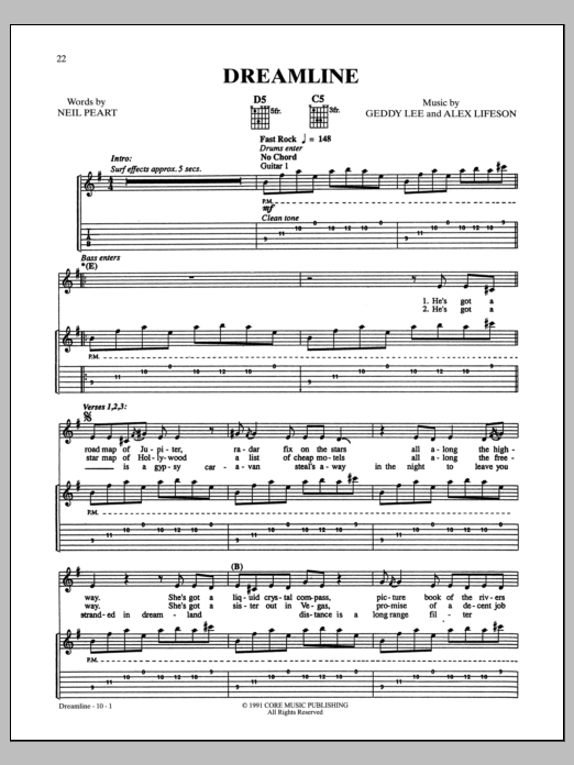 Download Rush Dreamline Sheet Music and learn how to play Bass Guitar Tab PDF digital score in minutes