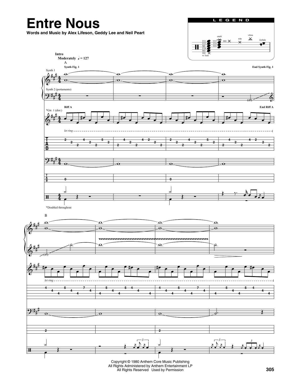 Download Rush Entre Nous Sheet Music and learn how to play Transcribed Score PDF digital score in minutes