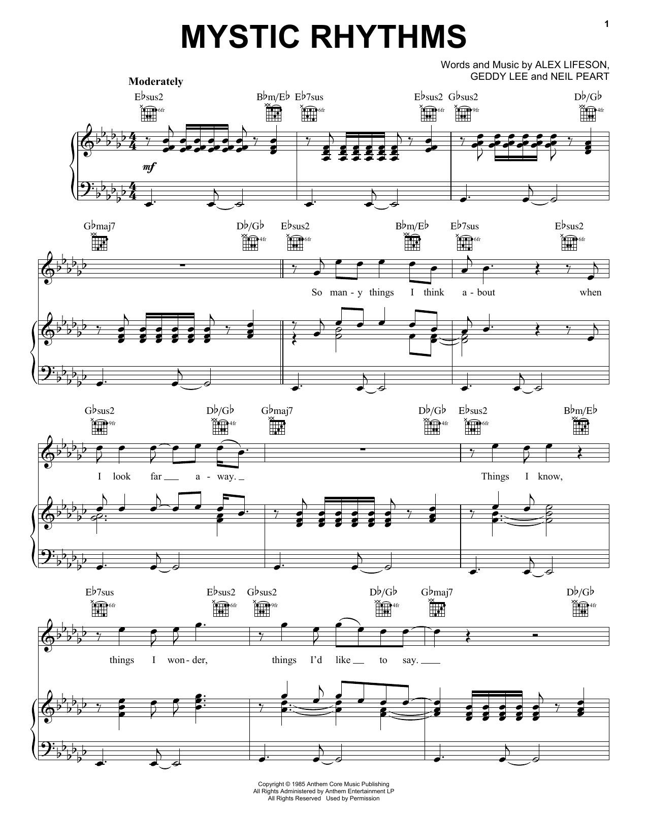 Download Rush Mystic Rhythms Sheet Music and learn how to play Piano, Vocal & Guitar Chords (Right-Hand Melody) PDF digital score in minutes