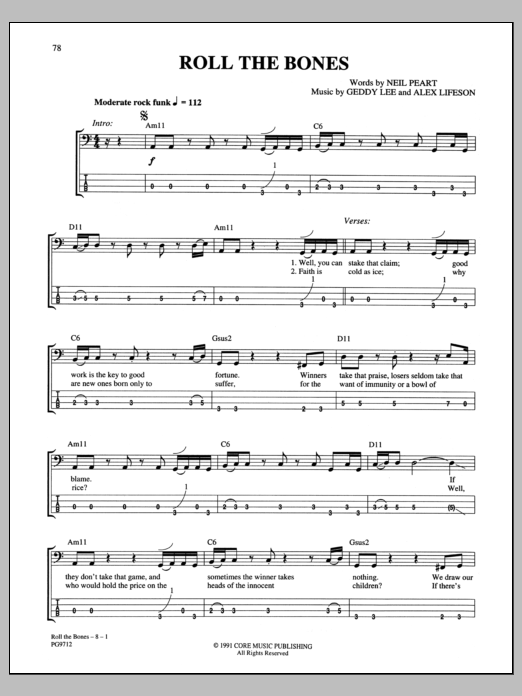Download Rush Roll The Bones Sheet Music and learn how to play Guitar Tab PDF digital score in minutes