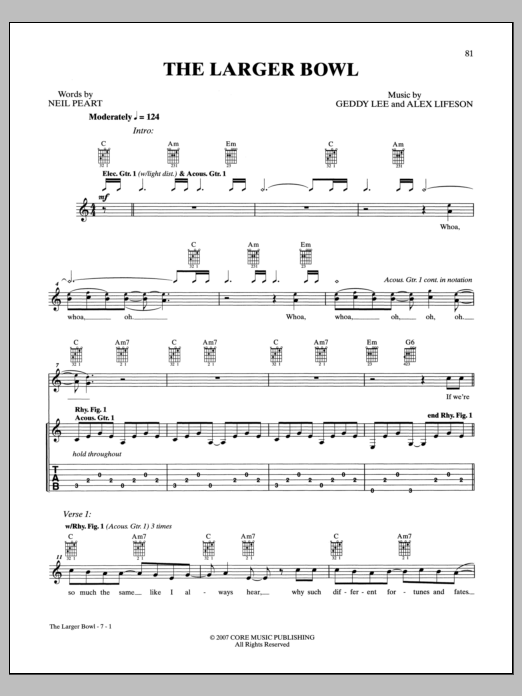 Download Rush The Larger Bowl Sheet Music and learn how to play Bass Guitar Tab PDF digital score in minutes