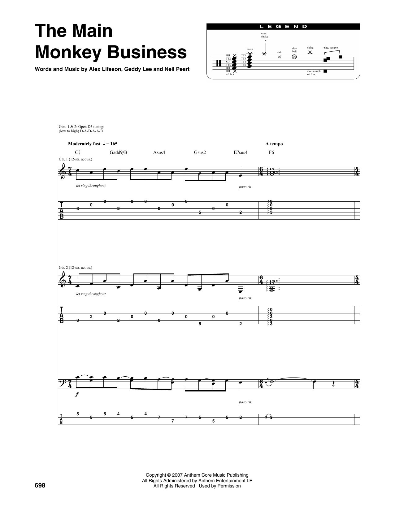 Download Rush The Main Monkey Business Sheet Music and learn how to play Transcribed Score PDF digital score in minutes