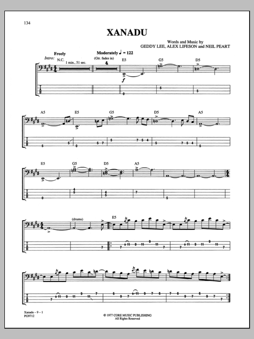 Download Rush Xanadu Sheet Music and learn how to play Bass Guitar Tab PDF digital score in minutes