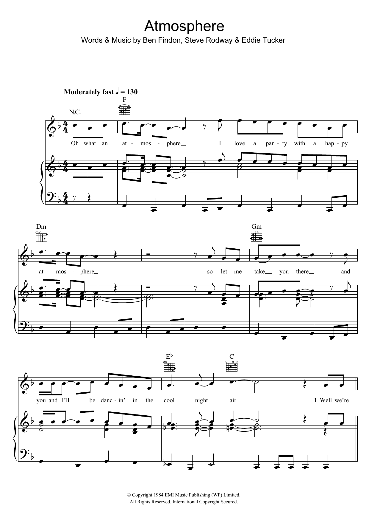 Download Russ Abbot Atmosphere Sheet Music and learn how to play Piano, Vocal & Guitar (Right-Hand Melody) PDF digital score in minutes