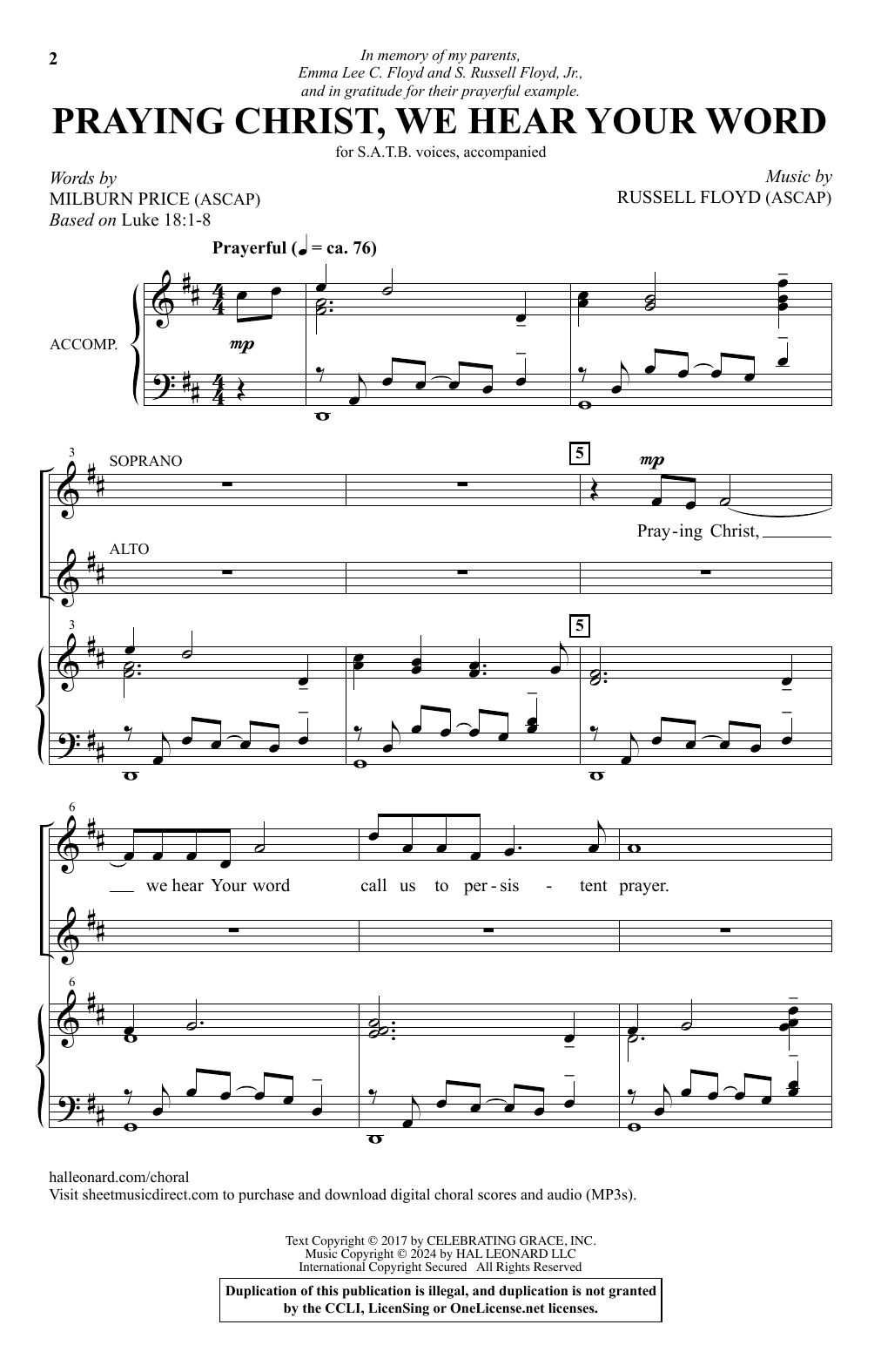 Download Russell Floyd Praying Christ, We Hear Your Word Sheet Music and learn how to play SATB Choir PDF digital score in minutes