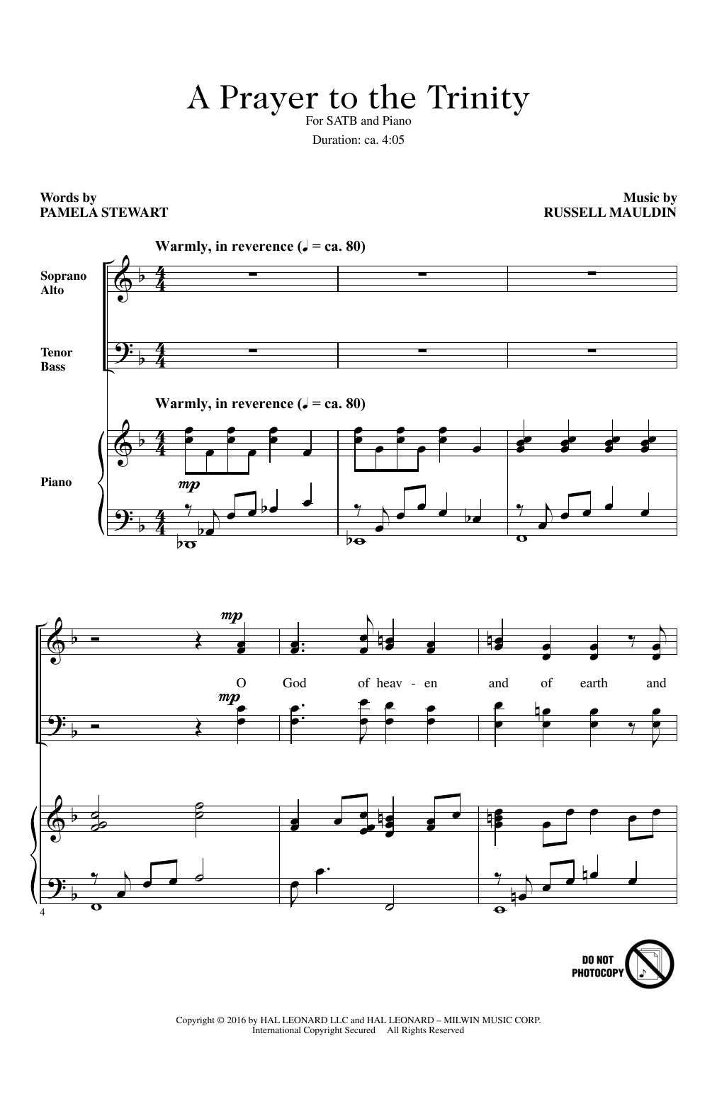 Download Russell Mauldin A Prayer To The Trinity Sheet Music and learn how to play SATB PDF digital score in minutes