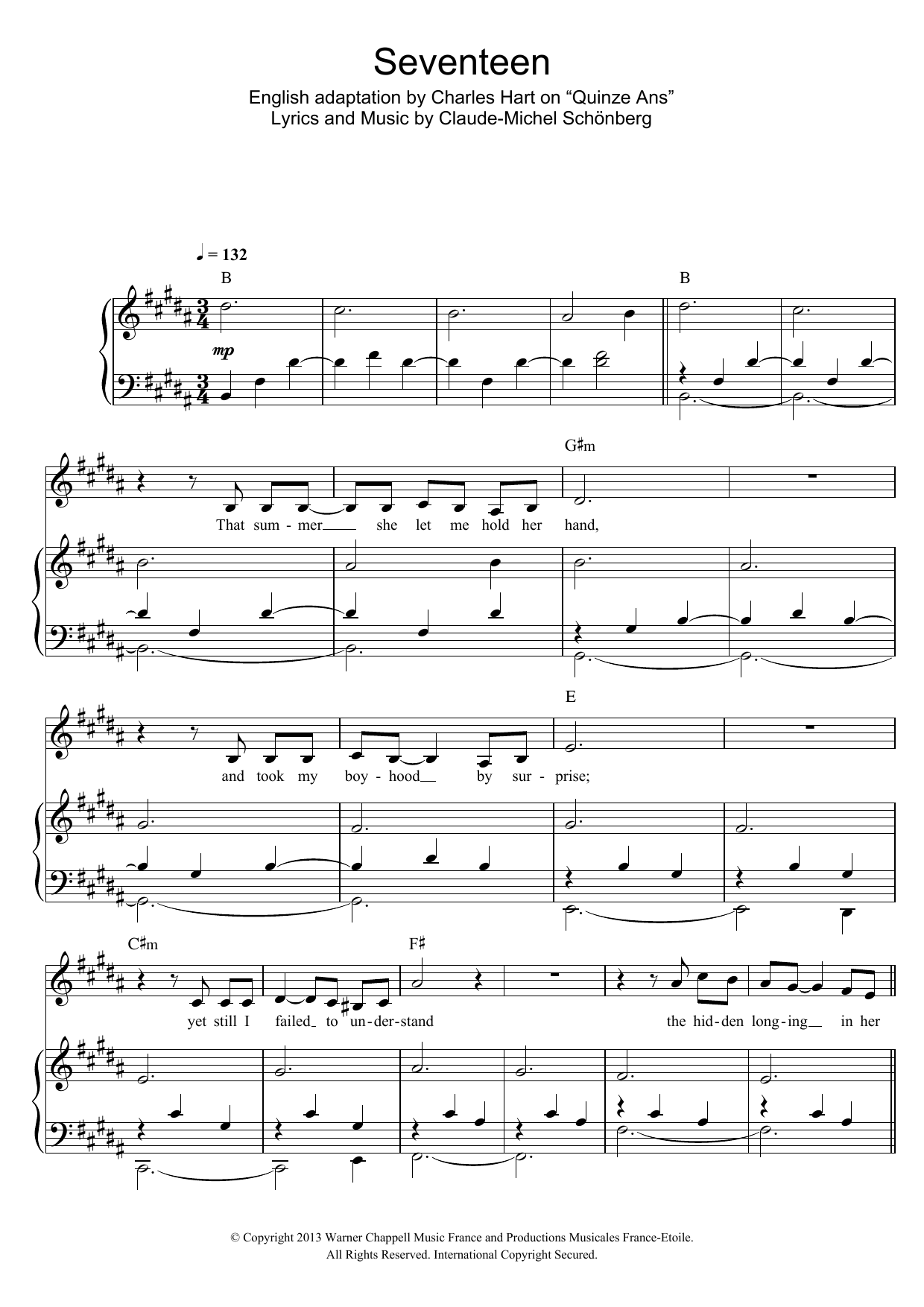 Download Russell Watson Seventeen Sheet Music and learn how to play Piano & Vocal PDF digital score in minutes