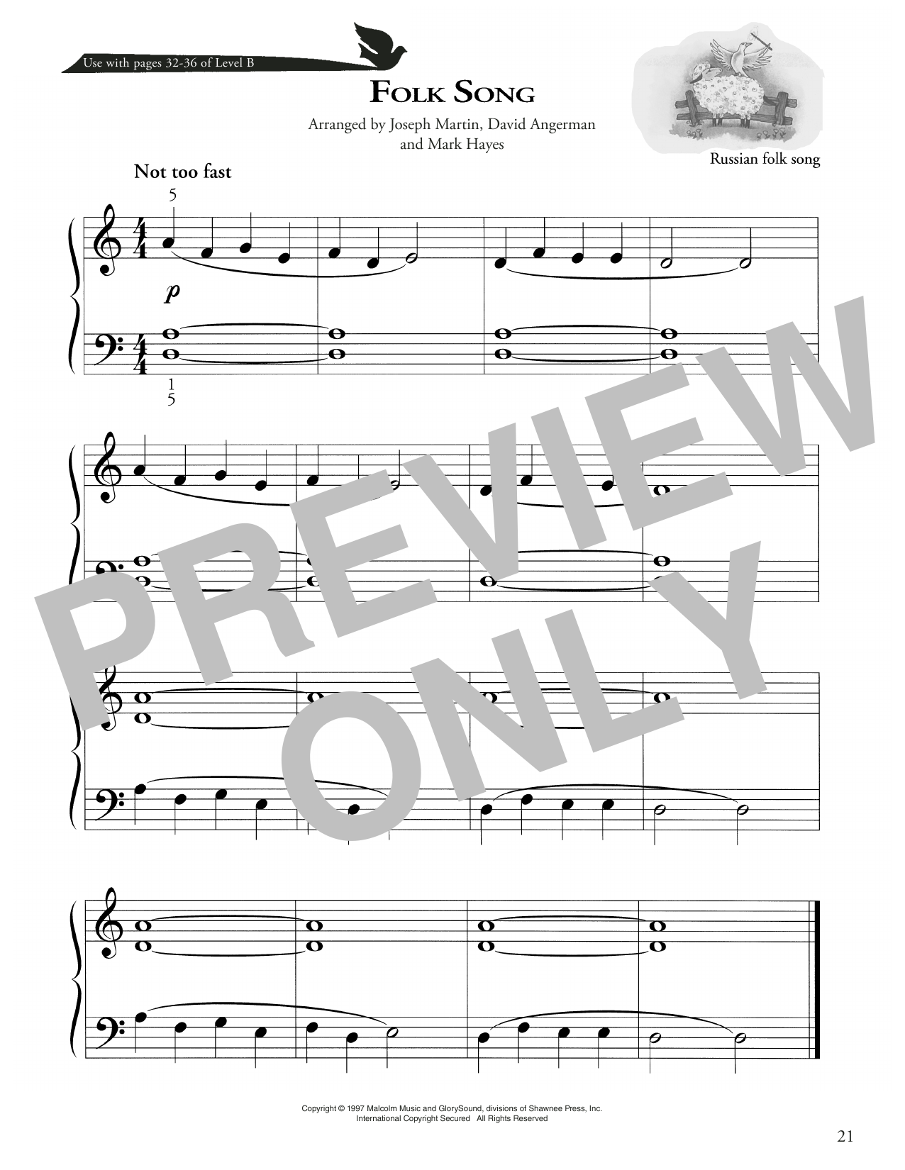 Download Russian Folk Song Folk Song Sheet Music and learn how to play Piano Method PDF digital score in minutes