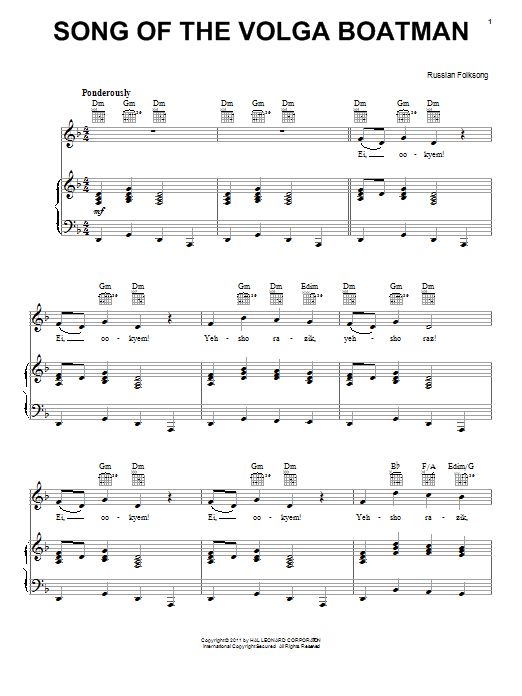 Download Russian Folk Song Song Of The Volga Boatman Sheet Music and learn how to play Melody Line, Lyrics & Chords PDF digital score in minutes