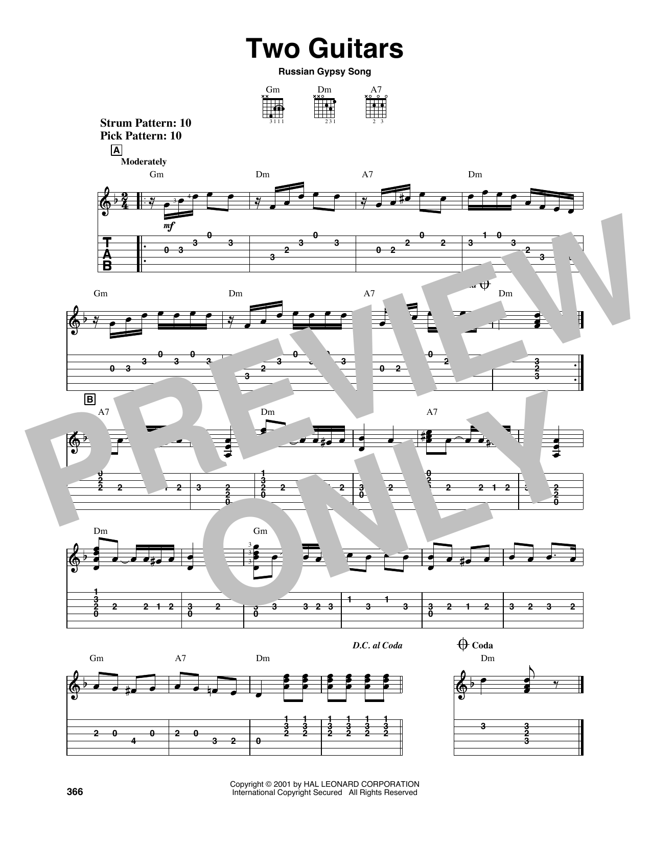 Download Russian Gypsy Song Two Guitars Sheet Music and learn how to play Easy Guitar Tab PDF digital score in minutes