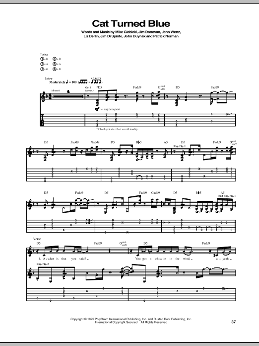 Download Rusted Root Cat Turned Blue Sheet Music and learn how to play Guitar Tab PDF digital score in minutes
