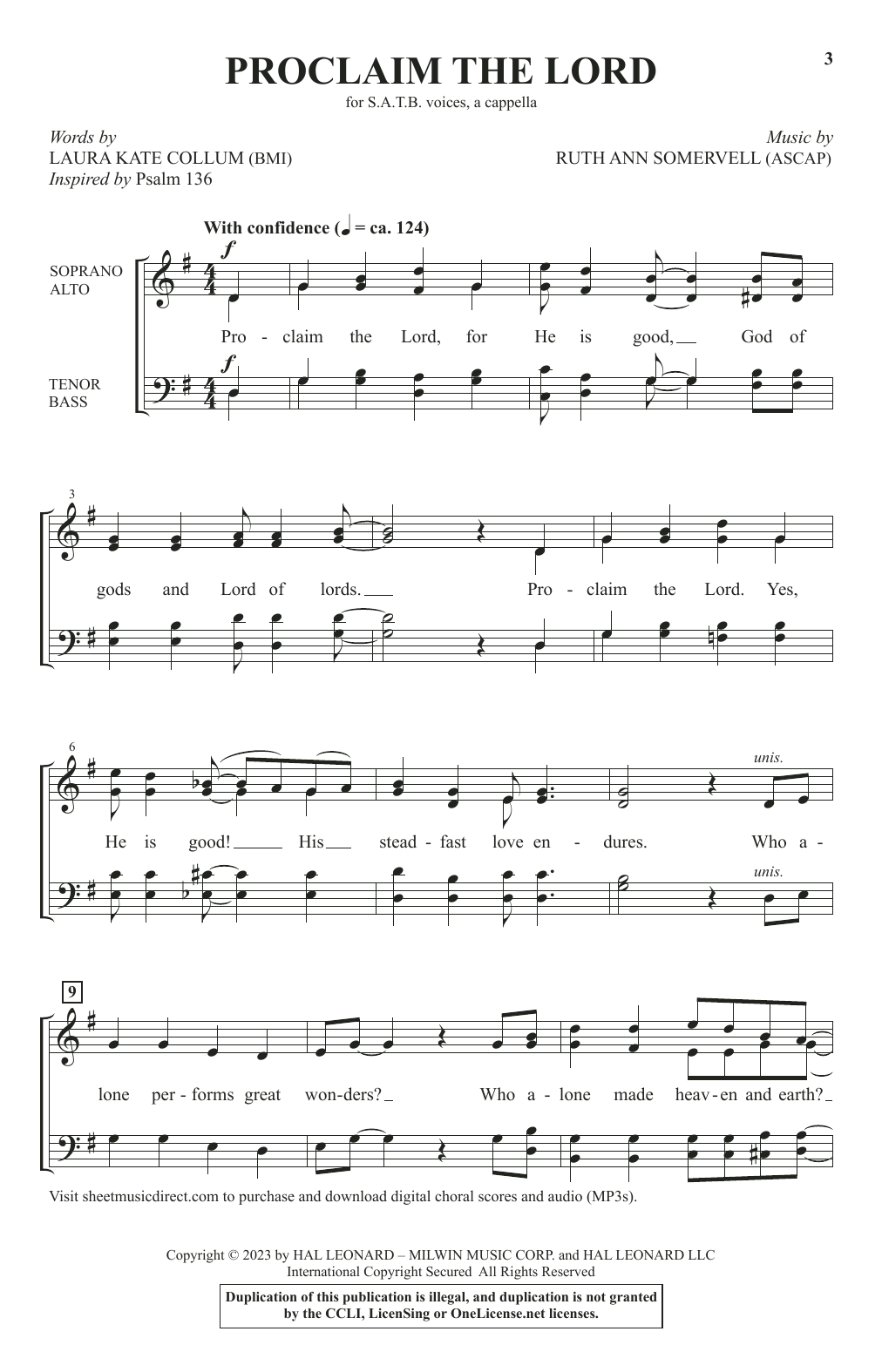 Download Ruth Ann Somervell Proclaim The Lord Sheet Music and learn how to play SATB Choir PDF digital score in minutes