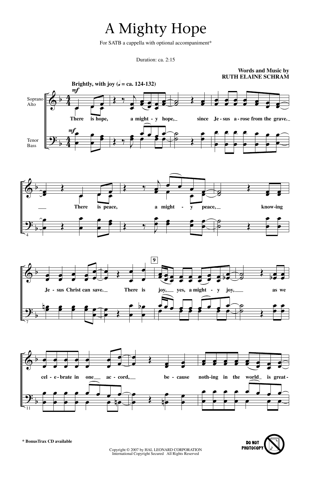 Download Ruth Elaine Schram A Mighty Hope Sheet Music and learn how to play SATB PDF digital score in minutes
