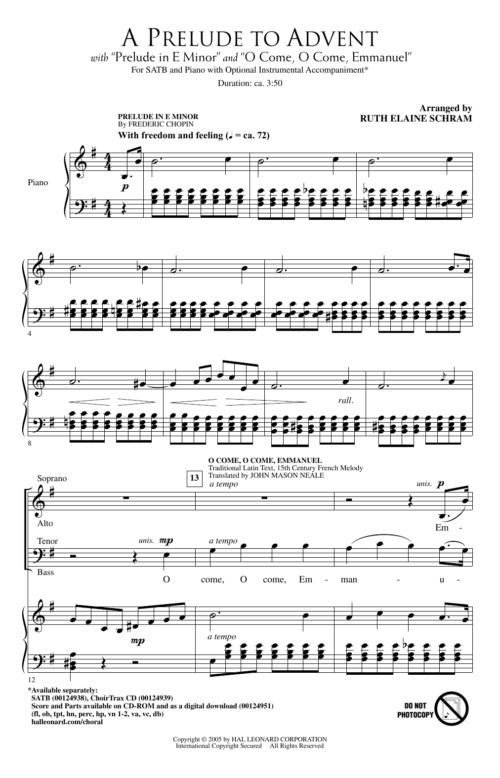 Download Ruth Elaine Schram A Prelude To Advent Sheet Music and learn how to play SATB PDF digital score in minutes