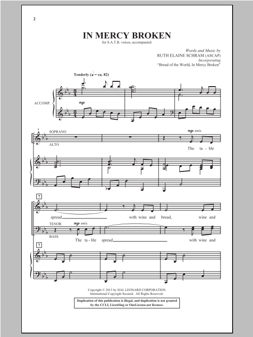 Download Ruth Elaine Schram In Mercy Broken Sheet Music and learn how to play SATB PDF digital score in minutes