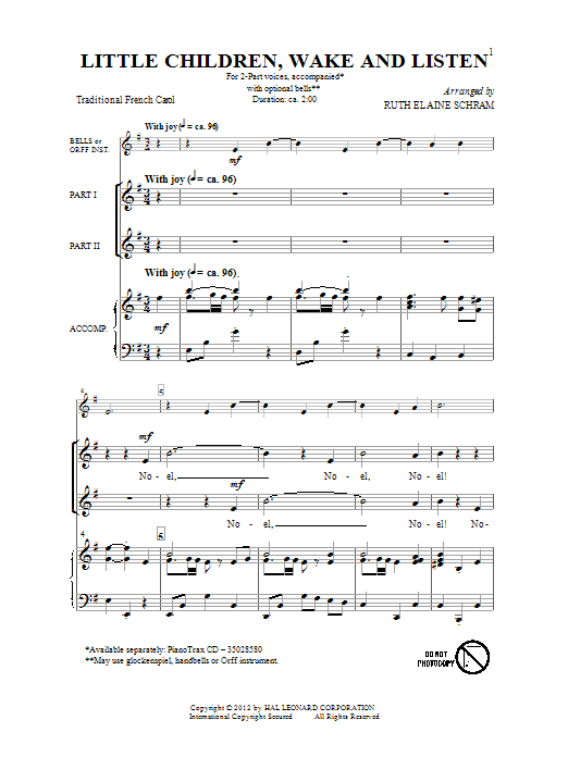 Download Ruth Elaine Schram Little Children, Wake And Listen Sheet Music and learn how to play 2-Part Choir PDF digital score in minutes