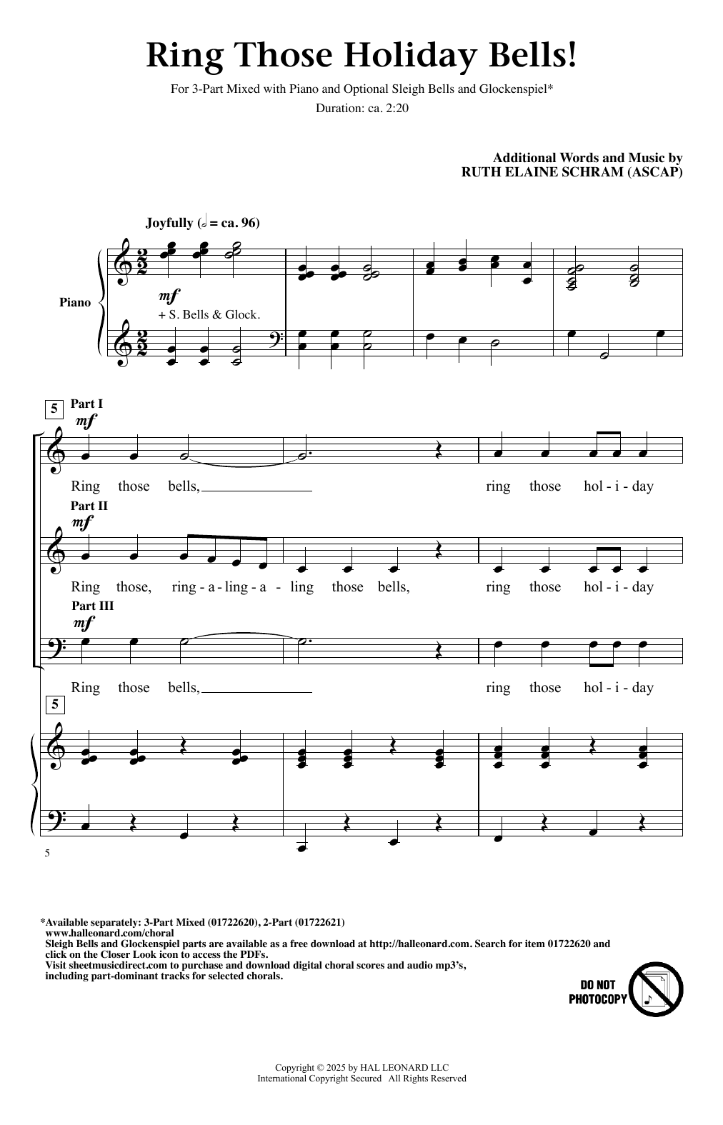 Download Ruth Elaine Schram Ring Those Holiday Bells Sheet Music and learn how to play 2-Part Choir PDF digital score in minutes