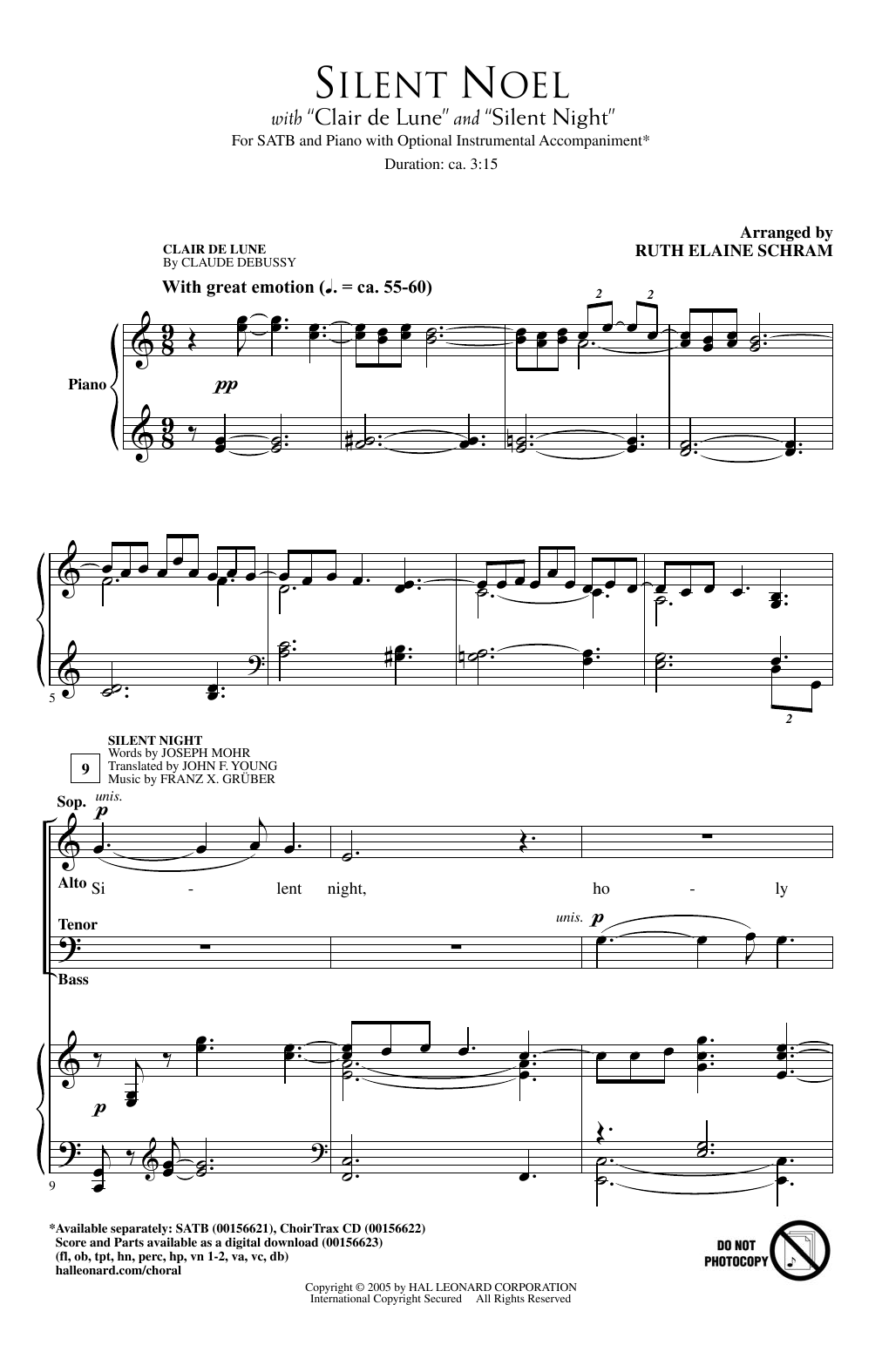 Download Ruth Elaine Schram Silent Noel Sheet Music and learn how to play SATB PDF digital score in minutes