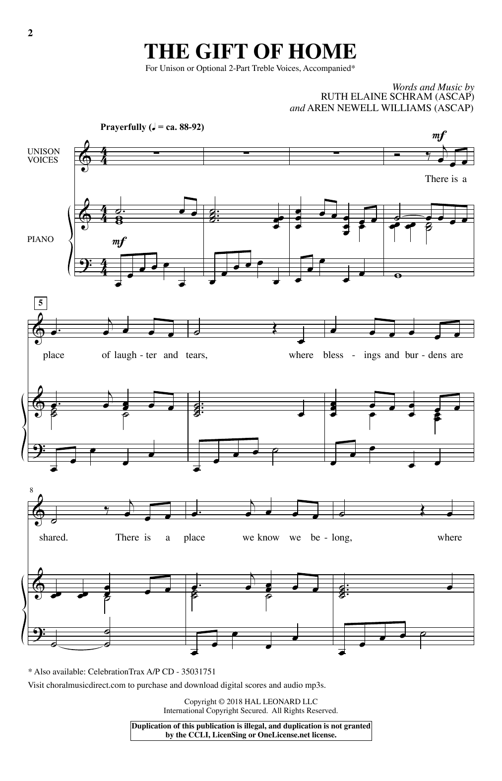 Download Ruth Elaine Schram The Gift Of Home Sheet Music and learn how to play Choral PDF digital score in minutes