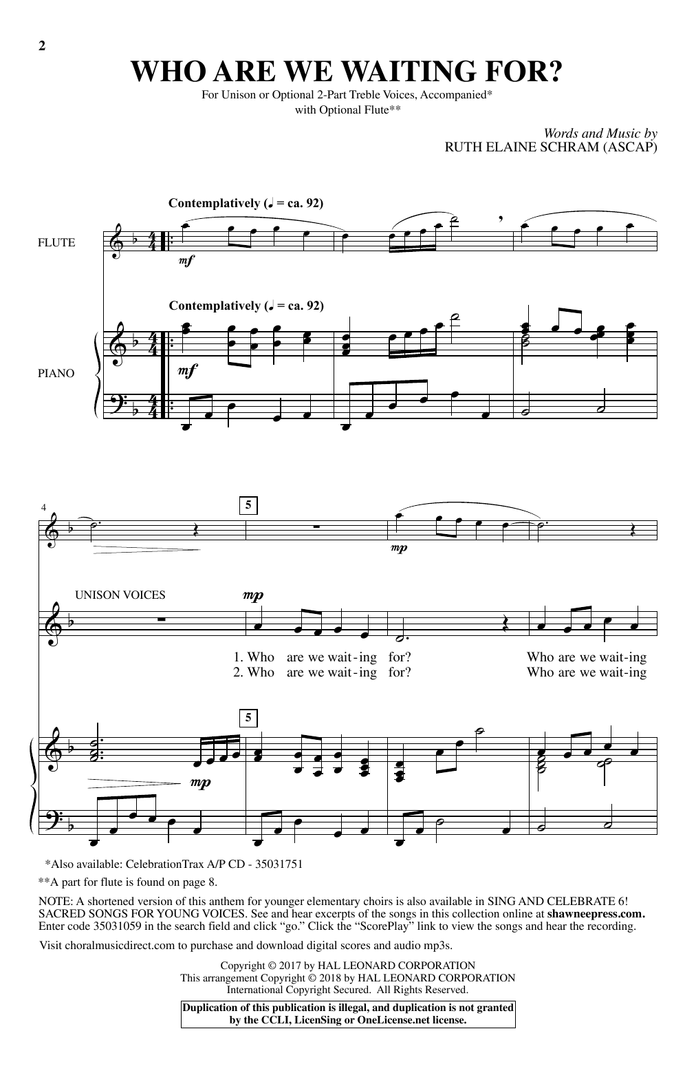 Download Ruth E. Schram Who Are We Waiting For? Sheet Music and learn how to play Choral PDF digital score in minutes
