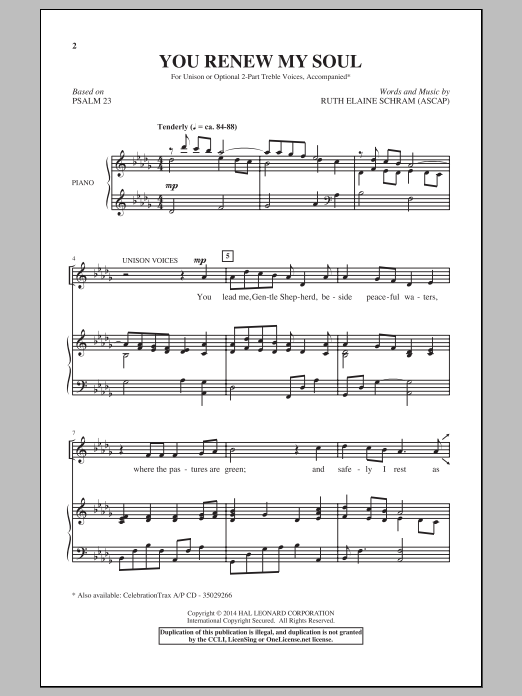 Download Ruth Elaine Schram You Renew My Soul Sheet Music and learn how to play Choral PDF digital score in minutes