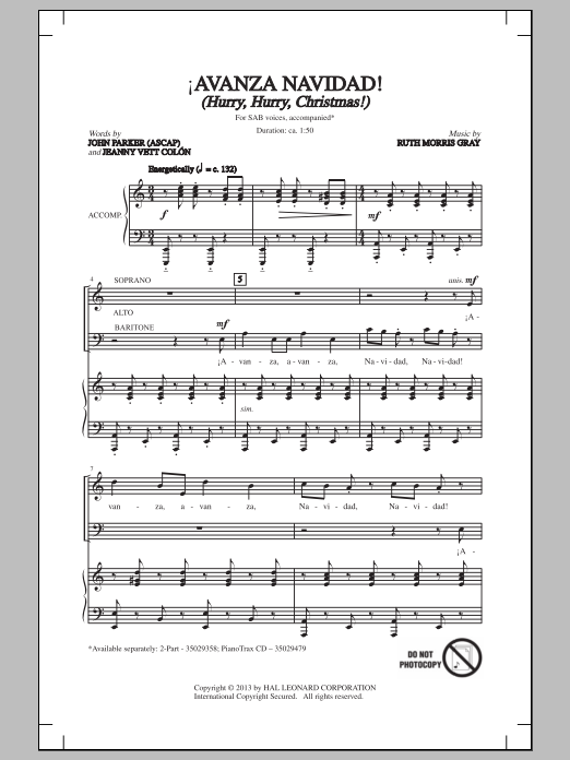 Download Ruth Morris Gray Avanza Navidad! Sheet Music and learn how to play SAB PDF digital score in minutes