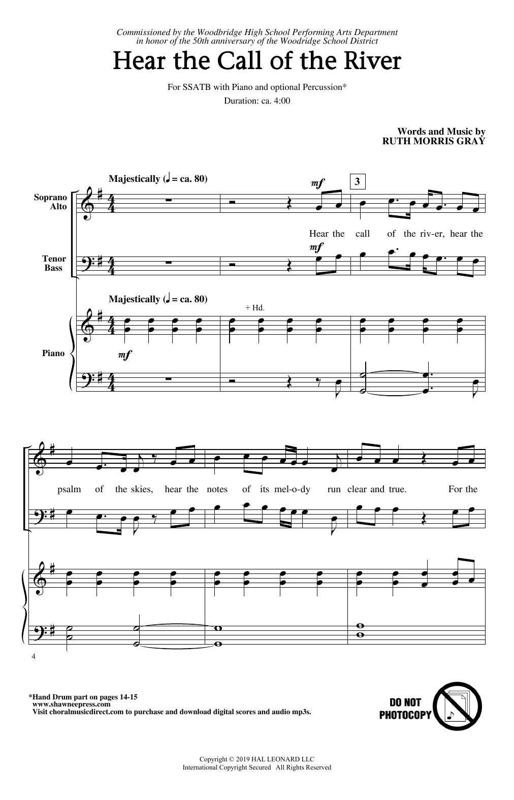Download Ruth Morris Gray Hear The Call Of The River Sheet Music and learn how to play SATB Choir PDF digital score in minutes