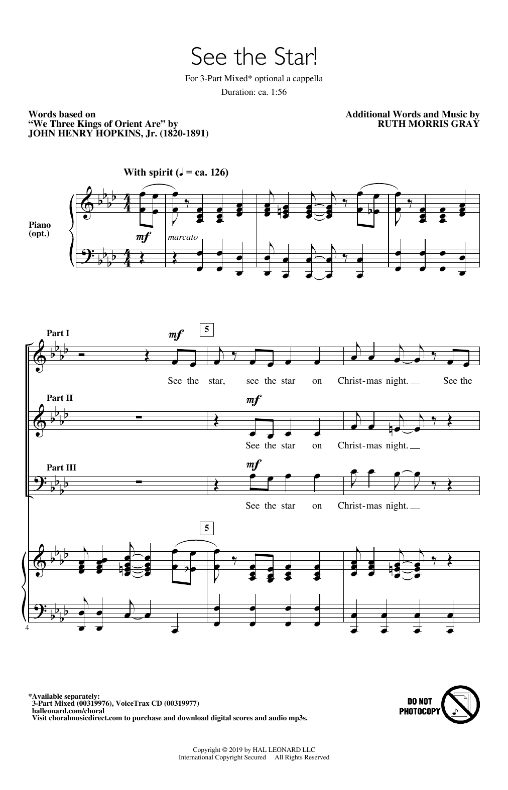 Download Ruth Morris Gray See The Star! Sheet Music and learn how to play 3-Part Mixed Choir PDF digital score in minutes