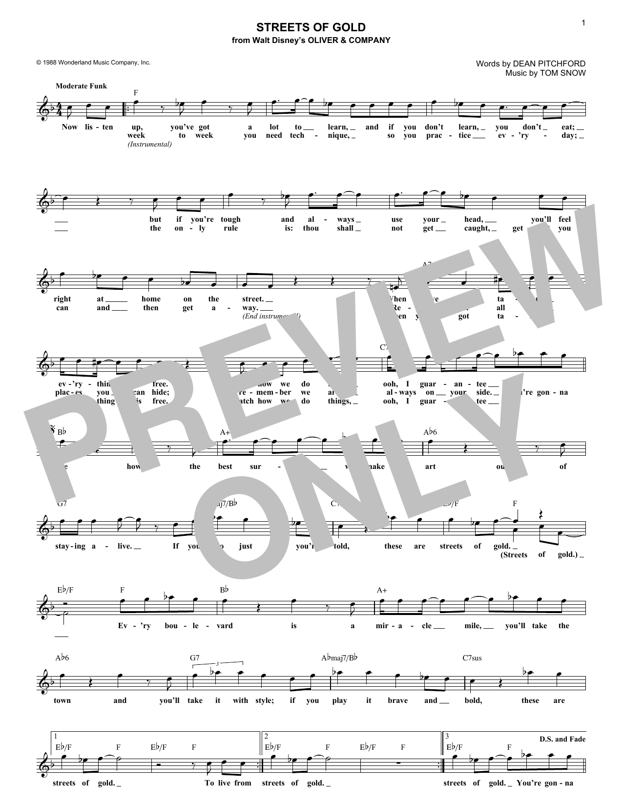 Download Ruth Pointer Streets Of Gold Sheet Music and learn how to play Melody Line, Lyrics & Chords PDF digital score in minutes