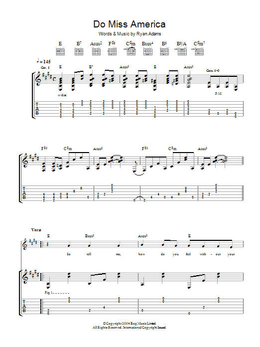 Download Ryan Adams Do Miss America Sheet Music and learn how to play Guitar Tab PDF digital score in minutes
