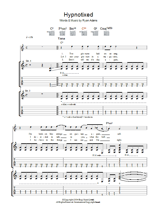 Download Ryan Adams Hypnotixed Sheet Music and learn how to play Guitar Tab PDF digital score in minutes