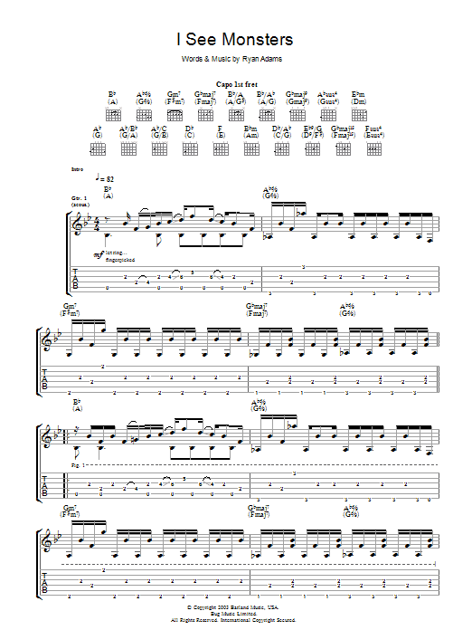 Download Ryan Adams I See Monsters Sheet Music and learn how to play Guitar Tab PDF digital score in minutes