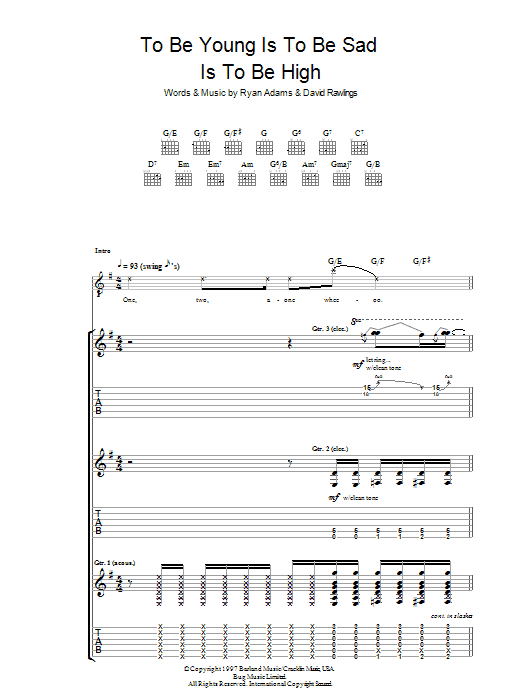 Download Ryan Adams To Be Young (Is To Be Sad, Is To Be High) Sheet Music and learn how to play Lyrics & Chords PDF digital score in minutes