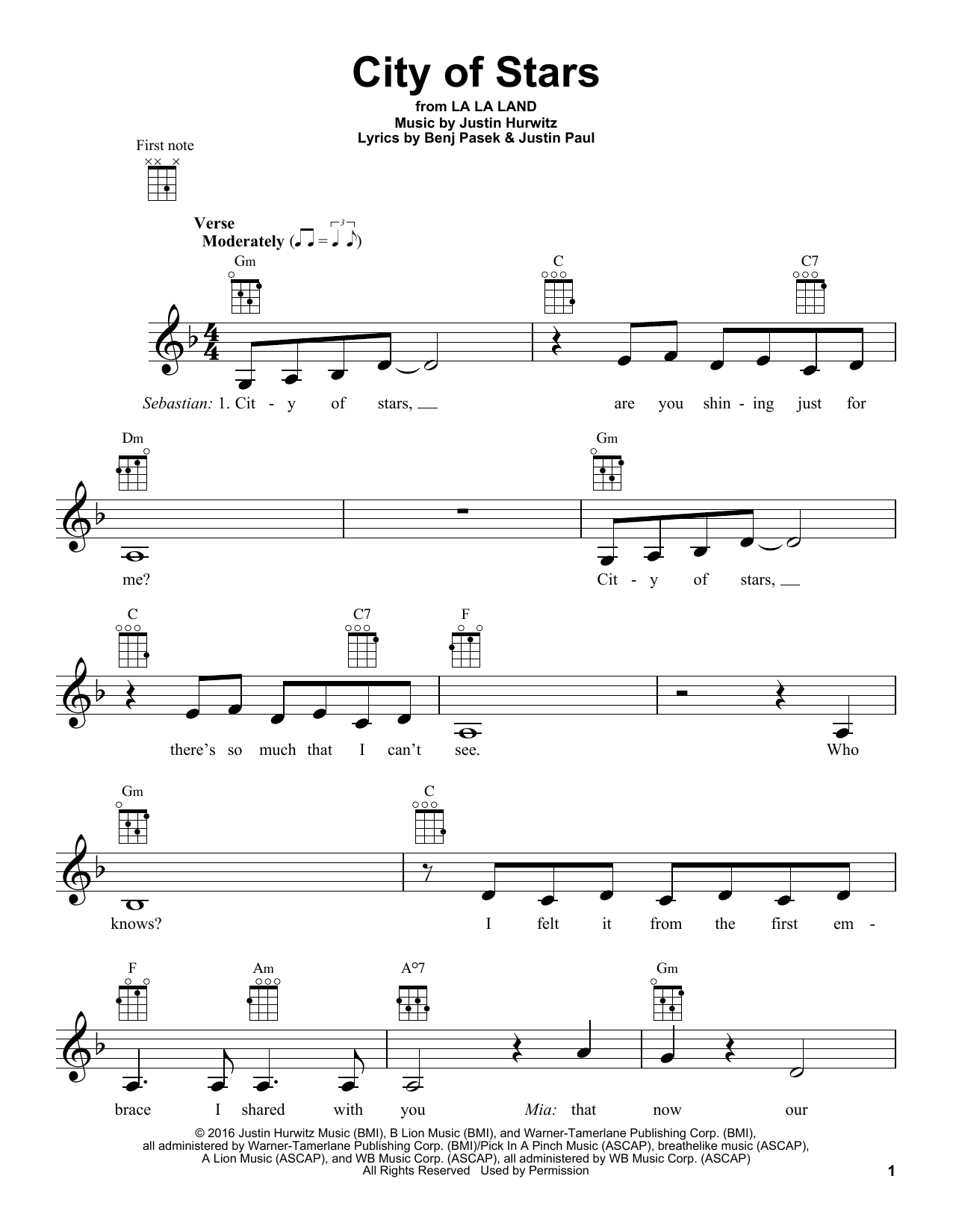 Download Ryan Gosling & Emma Stone City Of Stars Sheet Music and learn how to play Piano (Big Notes) PDF digital score in minutes