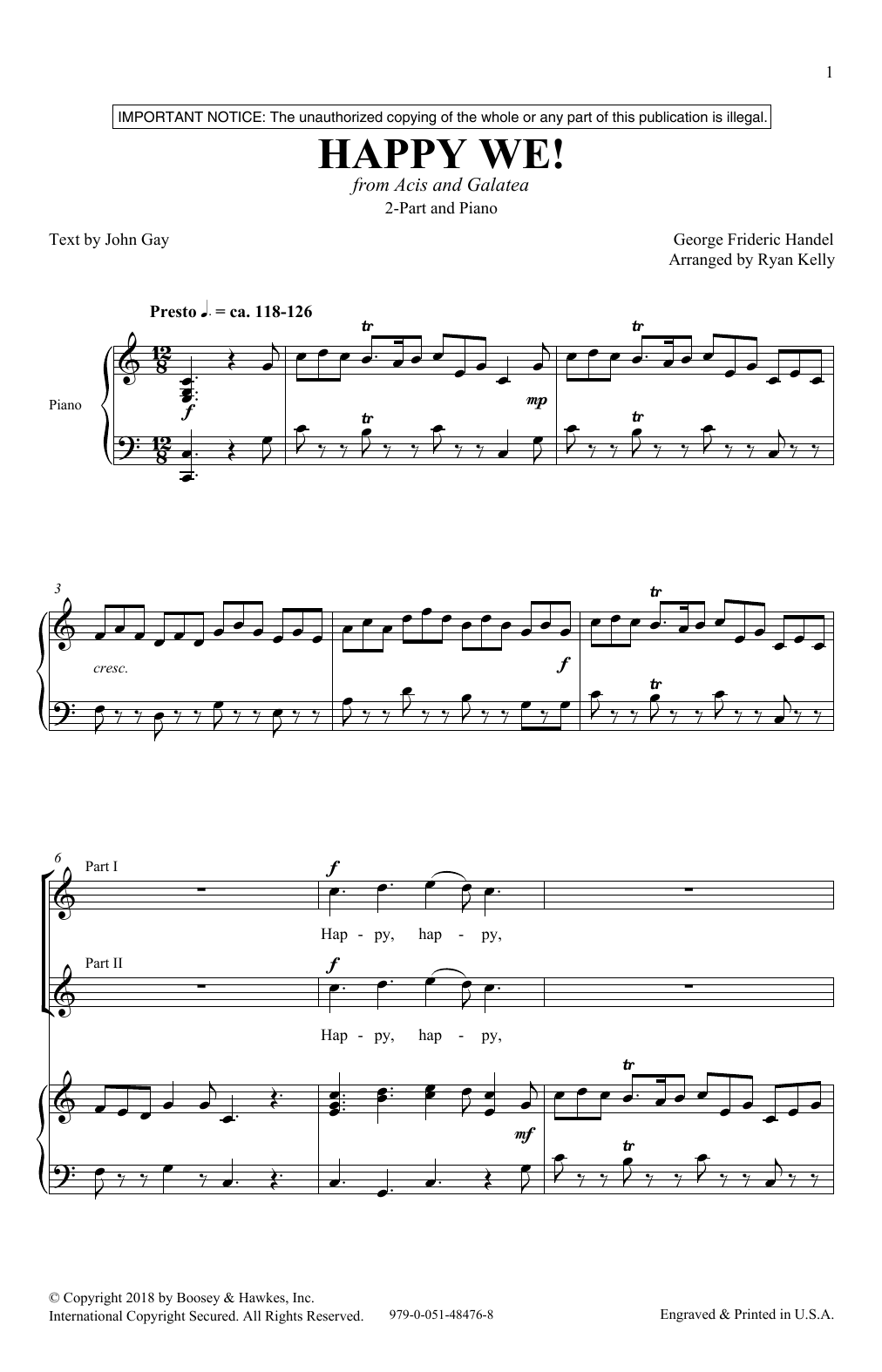 Download Ryan Kelly Happy We Sheet Music and learn how to play 2-Part Choir PDF digital score in minutes