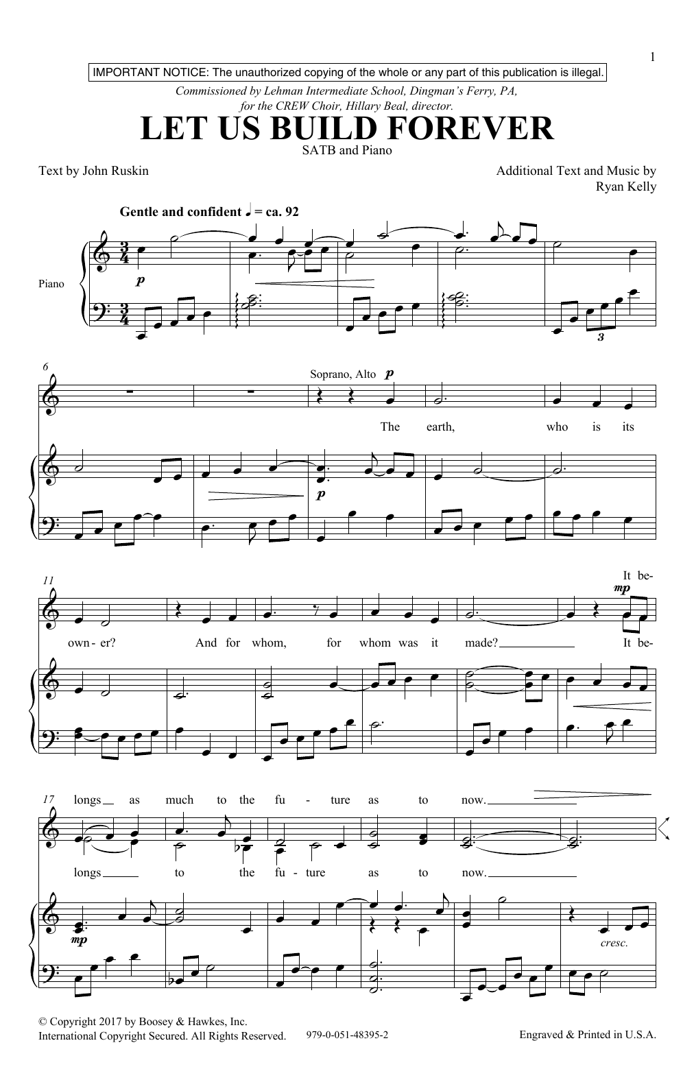 Download Ryan Kelly Let Us Build Together Sheet Music and learn how to play SATB PDF digital score in minutes