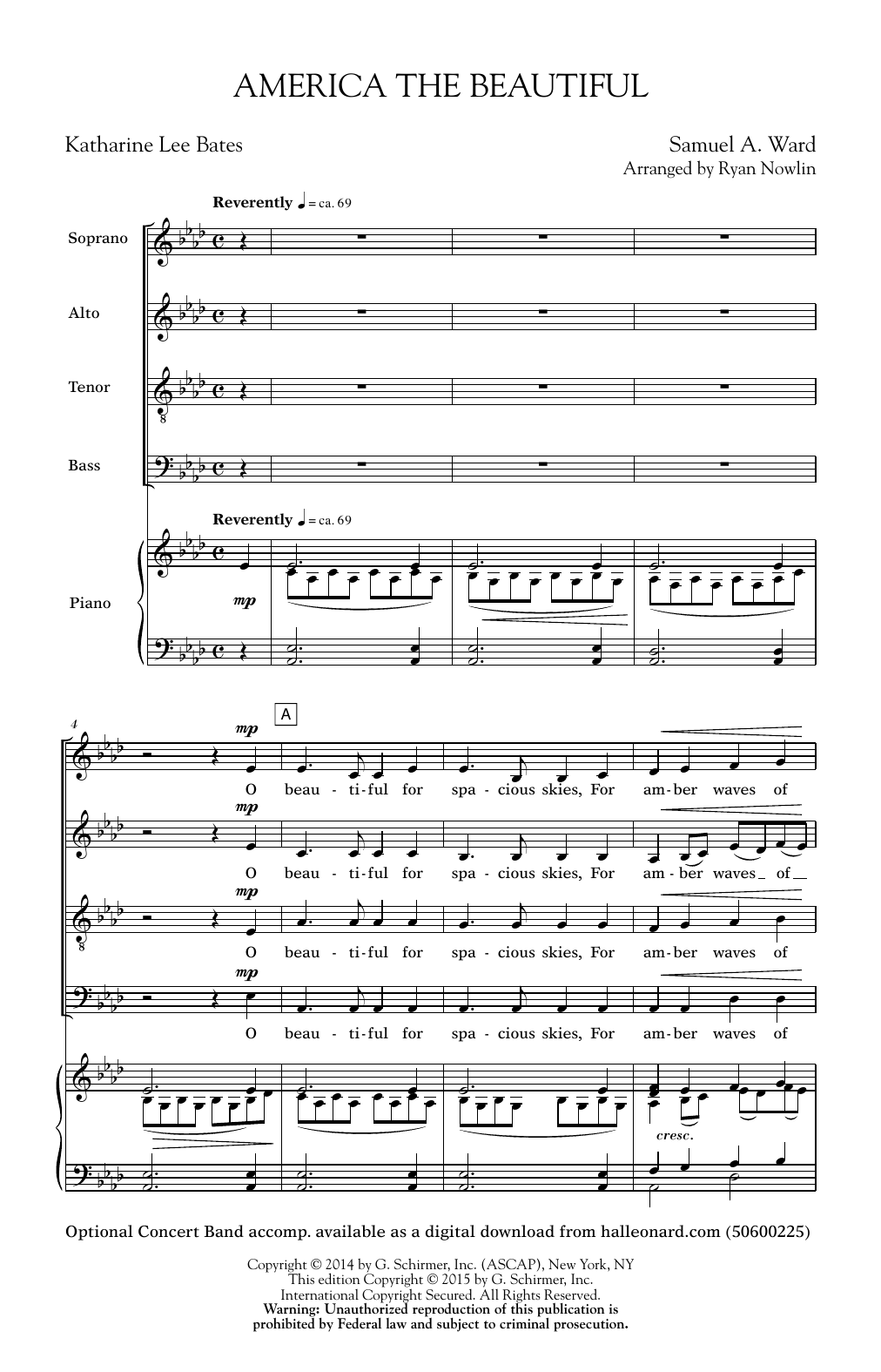 Download Ryan Nowlin America, The Beautiful Sheet Music and learn how to play SATB PDF digital score in minutes