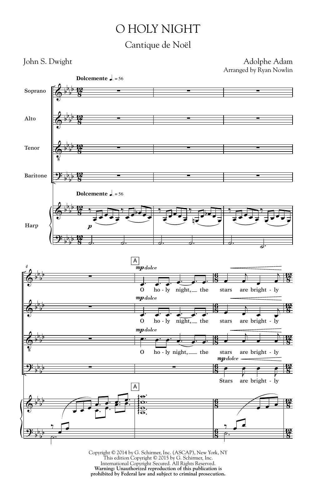 Download Ryan Nowlin O Holy Night Sheet Music and learn how to play SATB PDF digital score in minutes
