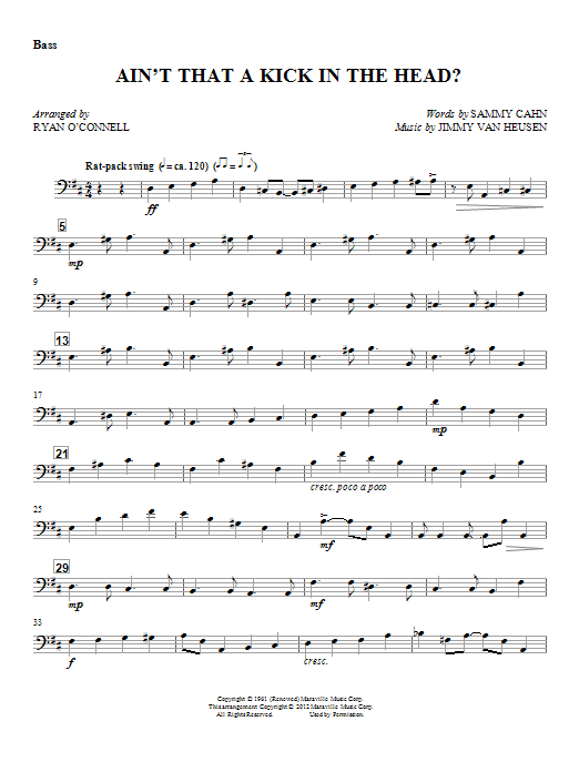 Download Ryan O'Connell Ain't That A Kick In The Head? - Bass Sheet Music and learn how to play Choir Instrumental Pak PDF digital score in minutes