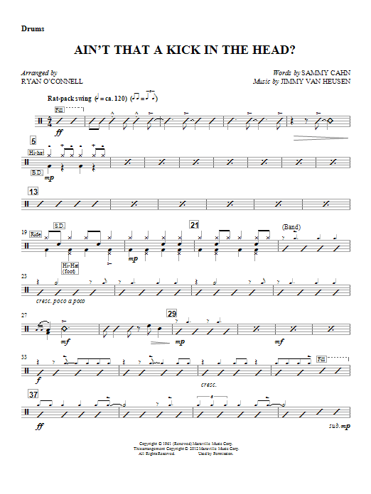 Download Ryan O'Connell Ain't That A Kick In The Head? - Drum (Opt. Set) Sheet Music and learn how to play Choir Instrumental Pak PDF digital score in minutes