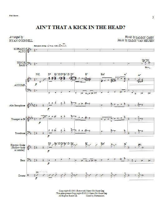 Download Ryan O'Connell Ain't That A Kick In The Head? - Full Score Sheet Music and learn how to play Choir Instrumental Pak PDF digital score in minutes