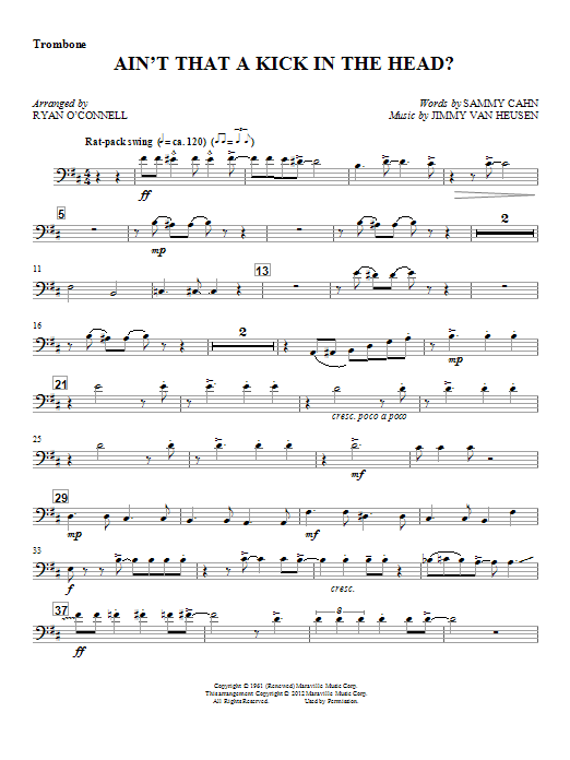Download Ryan O'Connell Ain't That A Kick In The Head? - Trombone Sheet Music and learn how to play Choir Instrumental Pak PDF digital score in minutes