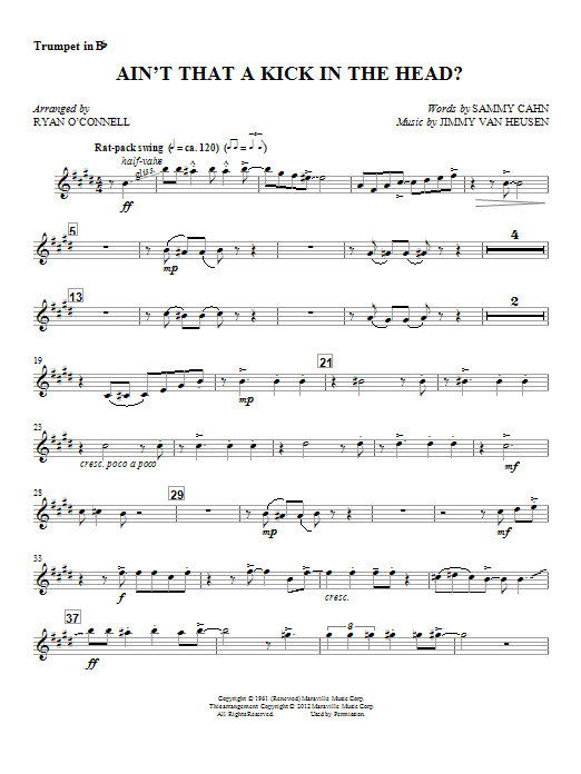 Download Ryan O'Connell Ain't That A Kick In The Head? - Trumpet 1 Sheet Music and learn how to play Choir Instrumental Pak PDF digital score in minutes
