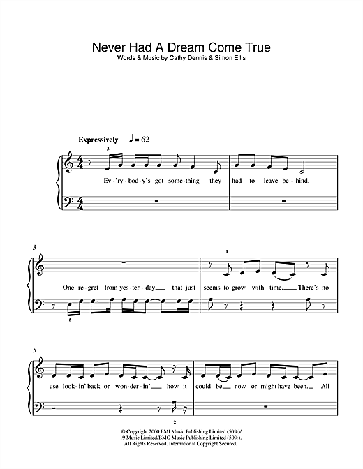 S Club 7 "Never Had A Dream Come True" Sheet Music Notes | Download